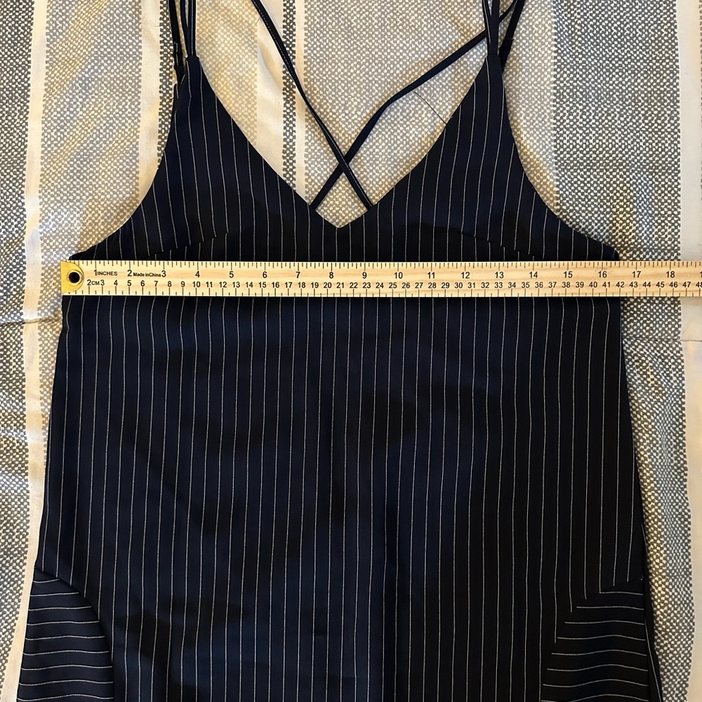 TOPSHOP- Pinstripe V neck dress w/ front slits.